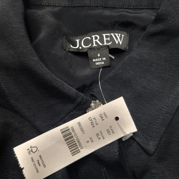 J. Crew Collection Shirtdress With Jewel Buttons Black Mini Short Sleeve Small 6 - Picture 8 of 9